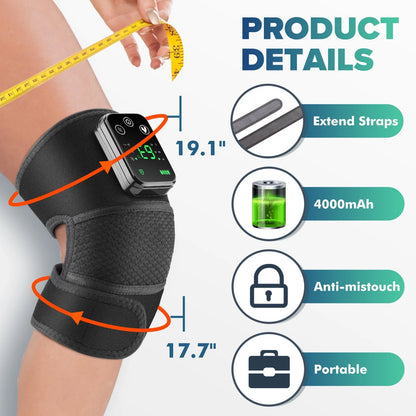 Heated Knee Massager,3-In-1 Heated Knee Brace Wrap, Vibration Knee Heating Pad,3 Adjustable Vibrations and Heating Modes, Heating Pad for Knee Relax