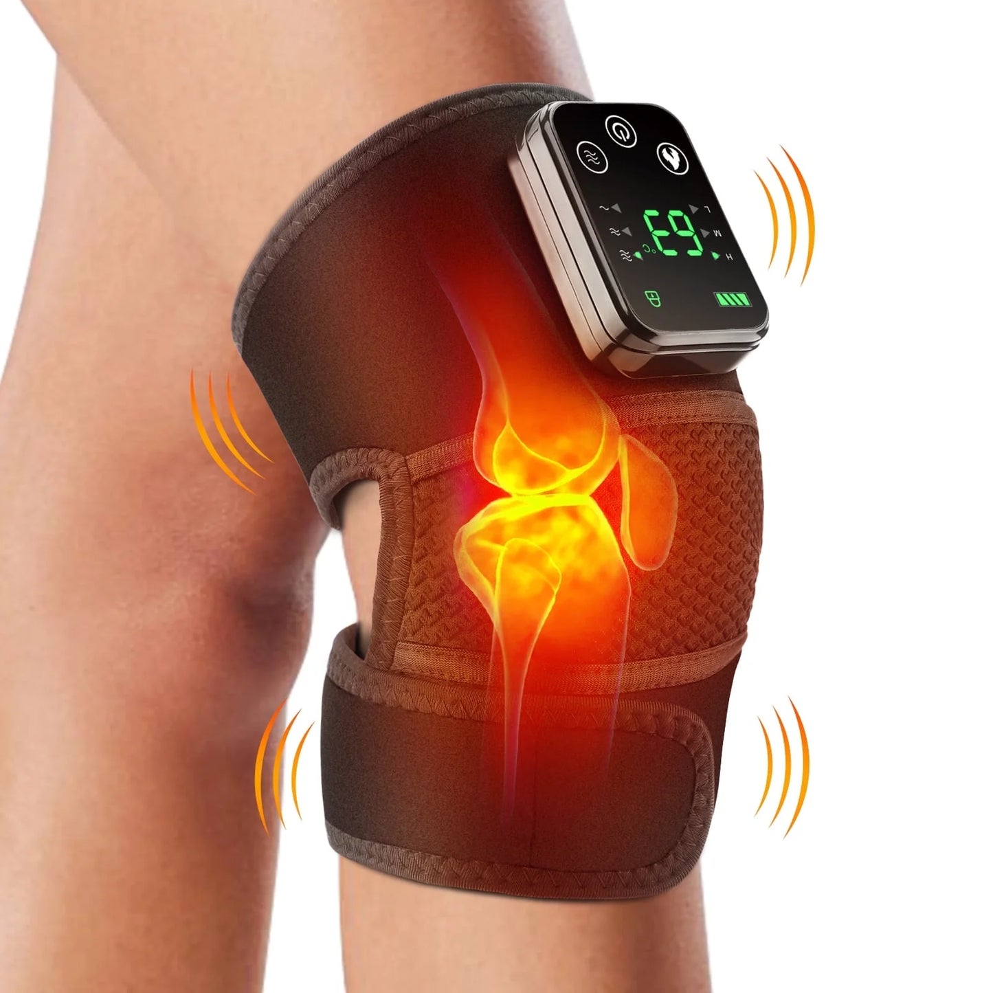 Heated Knee Massager,3-In-1 Heated Knee Brace Wrap, Vibration Knee Heating Pad,3 Adjustable Vibrations and Heating Modes, Heating Pad for Knee Relax